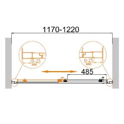 PRATICO-BF-2-180 профиль Хром, стекло текстурное
