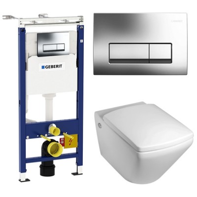 Комплект унитаза Jacob Delafon Escale с инсталляцией Duofix Plattenbau Delta  E1306-00+UP100 458.125.21.1+Е70004 Белый