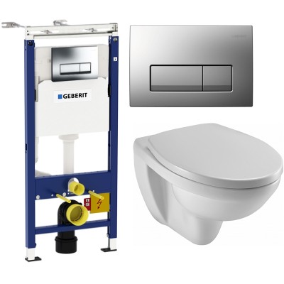 Комплект унитаза Jacob Delafon Patio с инсталляцией Geberit Duofix Plattenbau Delta EDV102-00+E70021-00+UP100 458.125.21.1 Белый
