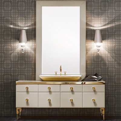  раковиной NIZZA, зеркалом GINEVRA и светильниками, ручки золото