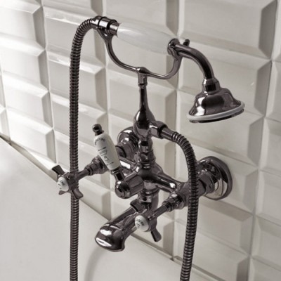 Смеситель  Sbordoni Antica для ванны на 2 отверстия AN116NN черный никель