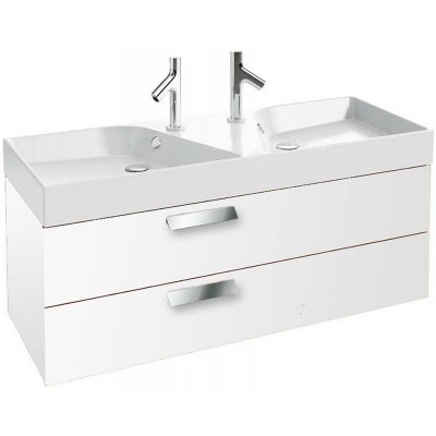 Тумба под две раковины Jacob Delafon Rythmik 120 подвесная 2 ящика EB1305-G1C Белая глянцевая