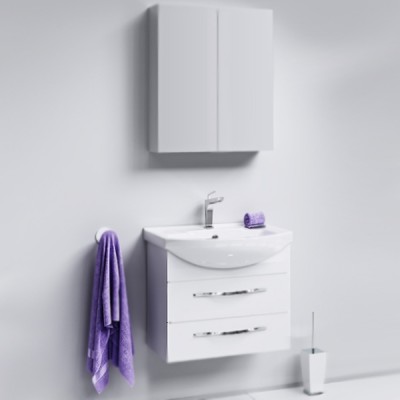 Тумба под раковину Aqwella Аллегро 65 2 ящика подвесная Agr.01.06/2 Белый