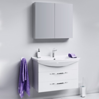 Тумба под раковину Aqwella Аллегро 85 2 ящика подвесная Agr.01.08/2 Белый