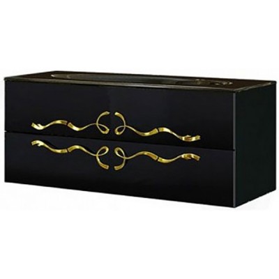 Тумба под раковину Aqwella Clarberg Due amanti 120 подвесная ручки Золото Due.01.12/BLK/GL Черный