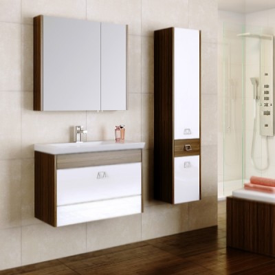 Тумба под раковину Aqwella Командор 70 подвесная Kom.01.07/VM Белый/венге магия