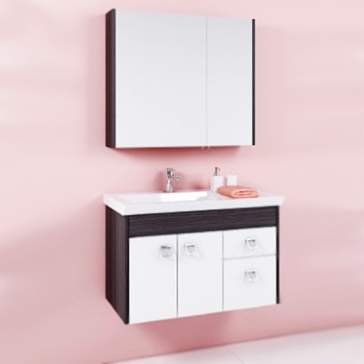 Тумба под раковину Aqwella Командор 80 подвесная Kom.01.08/VM Белый/венге магия