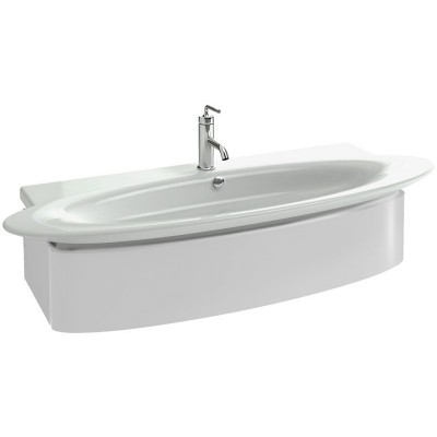 Тумба под раковину Jacob Delafon Presquile 130 подвесная 1 ящик EB1101-G1C Белый глянцевый лак